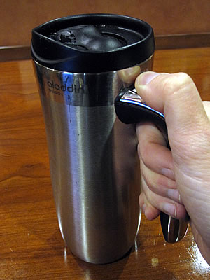 stainless steel travel mug with polypropylene lid