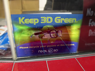 3D glasses recycling sign 3D glasses recycling sign