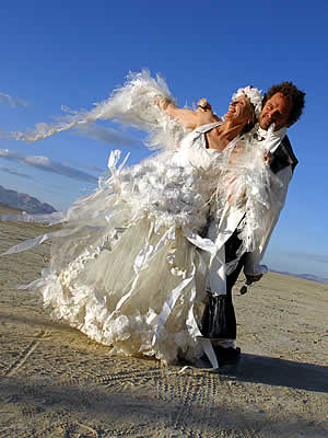 plastic wedding dress at Burning Man plastic wedding dress at Burning Man