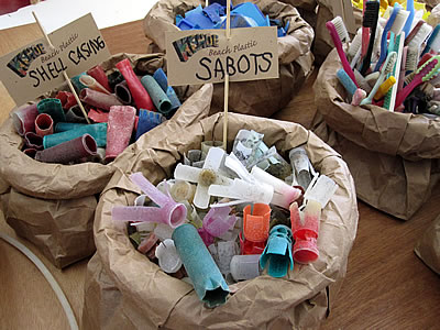 plastic shell casings and sabots found on the beach plastic shell casings and sabots found on the beach