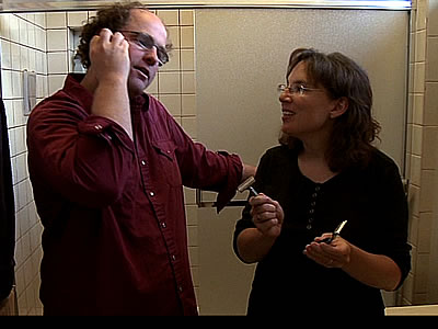 Scene from Bag It in Beth Terry's bathroom