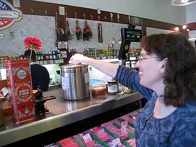 Bringing my own stainless steel container to the butcher shop