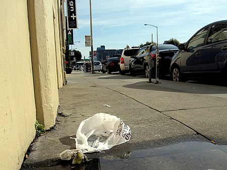 plastic bag litter on 8th Street in San Francisco plastic bag litter on 8th Street in San Francisco